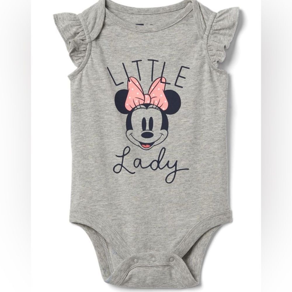 Baby Gap Disney Baby Minnie Mouse Short Flutter Sleeve Bodysuit. 6-12 Months.